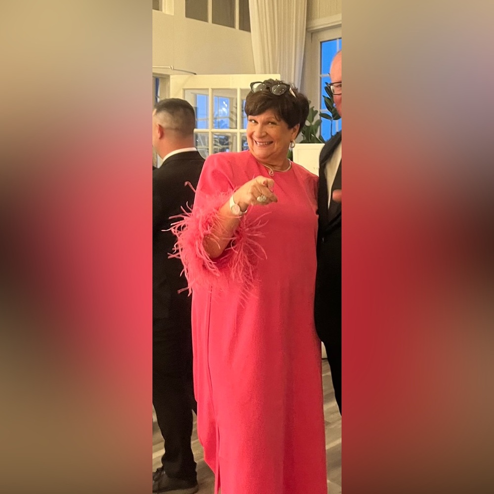 Hot pink feather Jamie dress from Tuckernuck